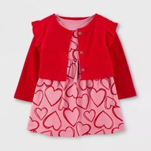 Nwt Valentine's Day Carter's Just One You Baby 2pc Dress w/ cardigan Set